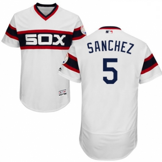 Mens Majestic Chicago White Sox 5 Yolmer Sanchez White Alternate Flex Base Authentic Collection MLB 