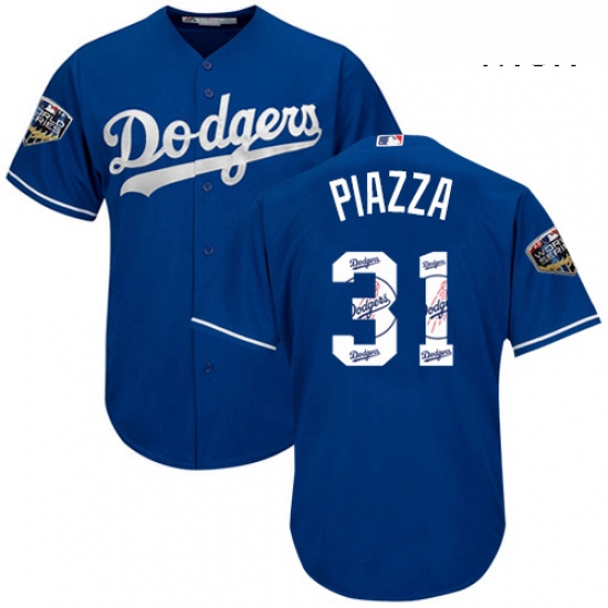 Mens Majestic Los Angeles Dodgers 31 Mike Piazza Authentic Royal Blue Team Logo Fashion Cool Base 20