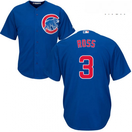 Mens Majestic Chicago Cubs 3 David Ross Replica Royal Blue Alternate Cool Base MLB Jersey