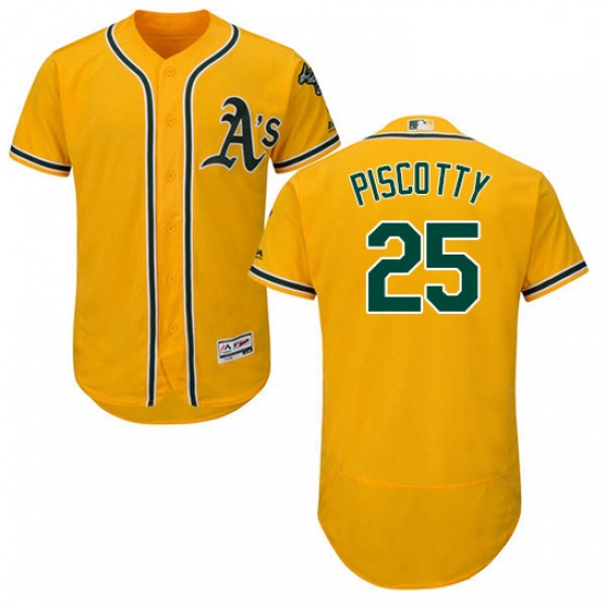 Mens Majestic Oakland Athletics 25 Stephen Piscotty Gold Alternate Flex Base Authentic Collection ML