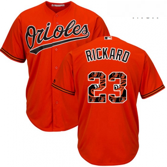 Mens Majestic Baltimore Orioles 23 Joey Rickard Authentic Orange Team Logo Fashion Cool Base MLB Jer