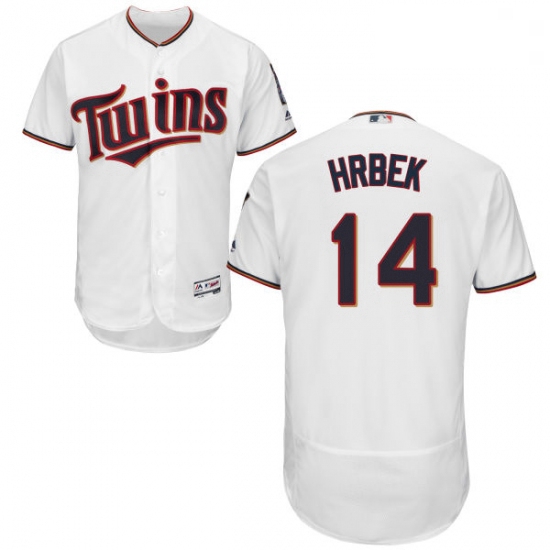 Mens Majestic Minnesota Twins 14 Kent Hrbek White Home Flex Base Authentic Collection MLB Jersey