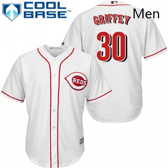 Mens Majestic Cincinnati Reds 30 Ken Griffey Replica White Home Cool Base MLB Jersey