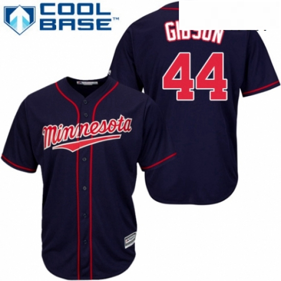 Mens Majestic Minnesota Twins 44 Kyle Gibson Replica Navy Blue Alternate Road Cool Base MLB Jersey