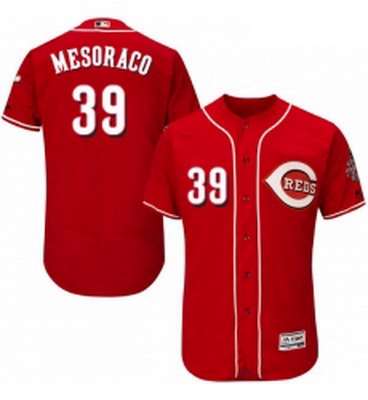 Mens Majestic Cincinnati Reds 39 Devin Mesoraco Red Alternate Flex Base Authentic Collection MLB Jer