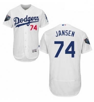 Mens Majestic Los Angeles Dodgers 74 Kenley Jansen White Home Flex Base Authentic Collection 2018 Wo