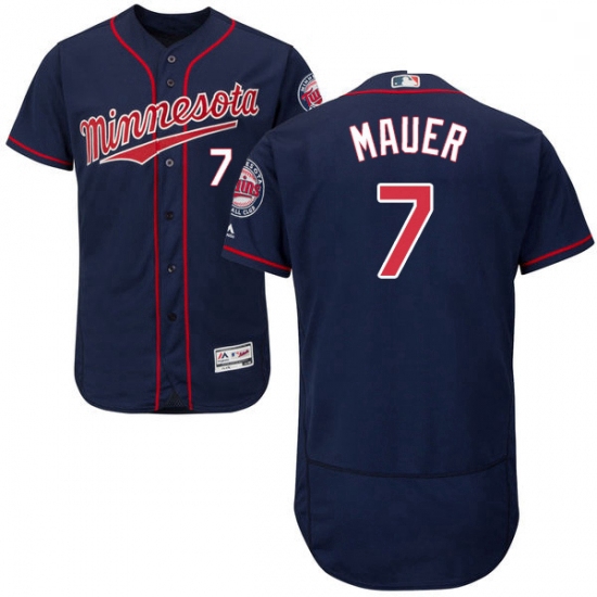 Mens Majestic Minnesota Twins 7 Joe Mauer Authentic Navy Blue Alternate Flex Base Authentic Collecti