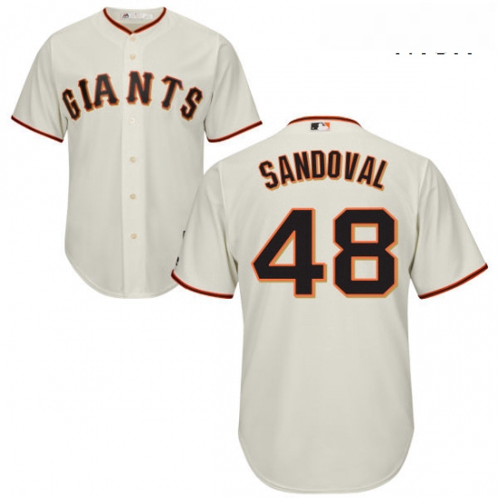 Mens Majestic San Francisco Giants 48 Pablo Sandoval Replica Cream Home Cool Base MLB Jersey