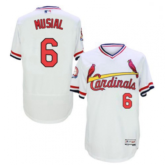 Mens Majestic St Louis Cardinals 6 Stan Musial White Flexbase Authentic Collection Cooperstown MLB J