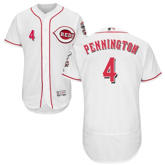 Mens Majestic Cincinnati Reds 4 Cliff Pennington White Home Flex Base Authentic Collection MLB Jerse