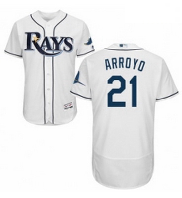 Mens Majestic Tampa Bay Rays 21 Christian Arroyo Home White Home Flex Base Authentic Collection MLB 