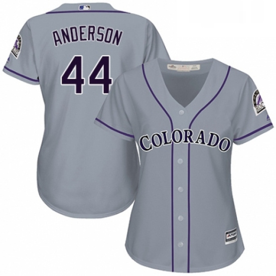 Womens Majestic Colorado Rockies 44 Tyler Anderson Replica Grey Road Cool Base MLB Jersey