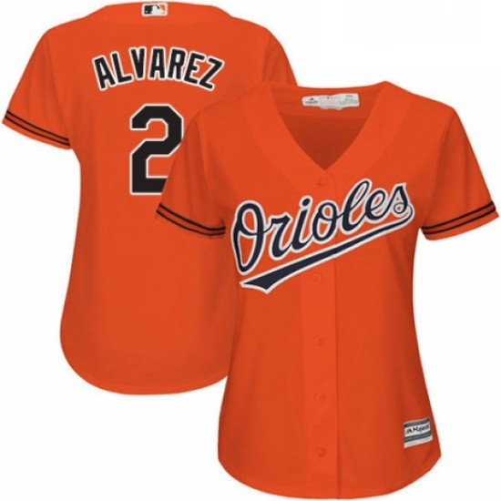 Womens Majestic Baltimore Orioles 2 Pedro Alvarez Replica Orange Alternate Cool Base MLB Jersey