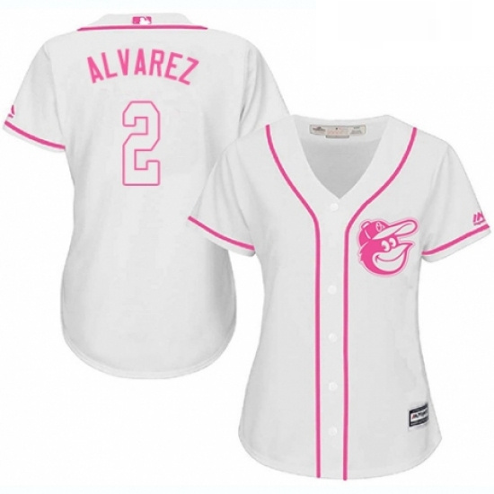 Womens Majestic Baltimore Orioles 2 Pedro Alvarez Replica White Fashion Cool Base MLB Jersey