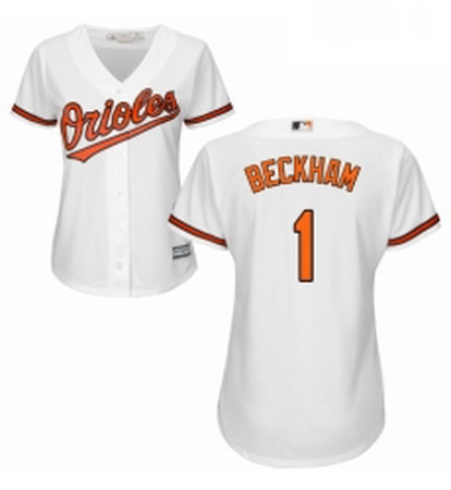 Womens Majestic Baltimore Orioles 1 Tim Beckham Authentic White Home Cool Base MLB Jersey