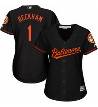 Womens Majestic Baltimore Orioles 1 Tim Beckham Replica Black Alternate Cool Base MLB Jersey