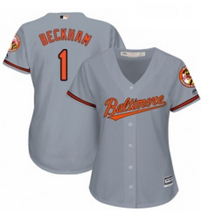 Womens Majestic Baltimore Orioles 1 Tim Beckham Replica Grey Road Cool Base MLB Jersey