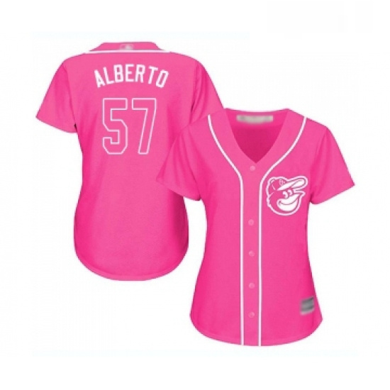 Womens Baltimore Orioles 57 Hanser Alberto Replica Pink Fashion Cool Base Baseball Jersey