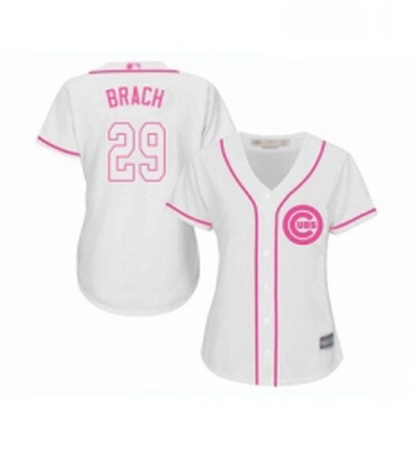 Womens Chicago Cubs 29 Brad Brach Authentic White Fashion Baseball Jersey