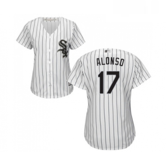 Womens Chicago White Sox 17 Yonder Alonso Replica White Home Cool Base Baseball Jersey