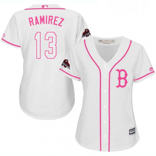 Womens Majestic Boston Red Sox 13 Hanley Ramirez Authentic White Fashion 2018 World Series Champions