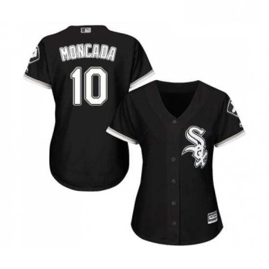 Womens Majestic Chicago White Sox 10 Yoan Moncada Authentic Black Alternate Home Cool Base MLB Jerse