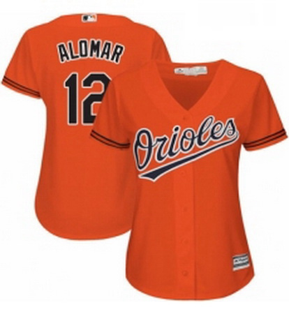 Womens Majestic Baltimore Orioles 12 Roberto Alomar Replica Orange Alternate Cool Base MLB Jersey