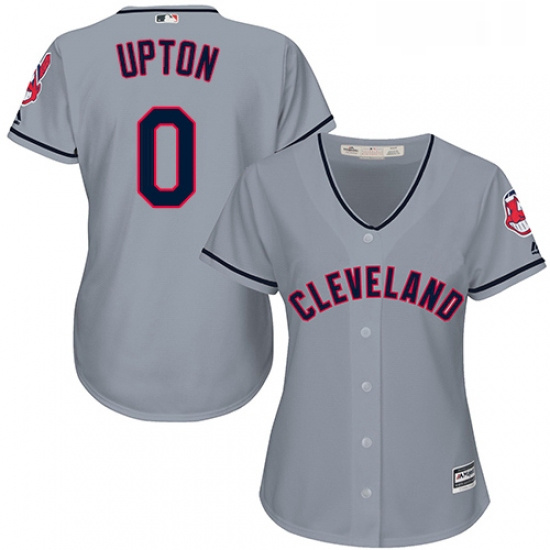 Womens Majestic Cleveland Indians 0 BJ Upton Replica Grey Road Cool Base MLB Jersey