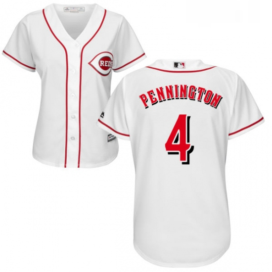 Womens Majestic Cincinnati Reds 4 Cliff Pennington Replica White Home Cool Base MLB Jersey