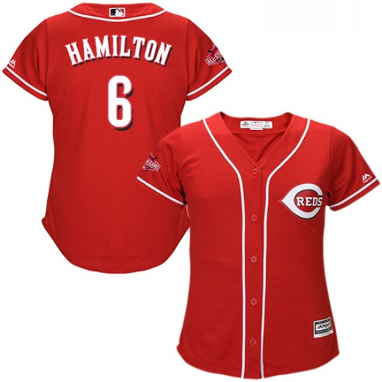 Womens Majestic Cincinnati Reds 6 Billy Hamilton Authentic Red Alternate Cool Base MLB Jersey