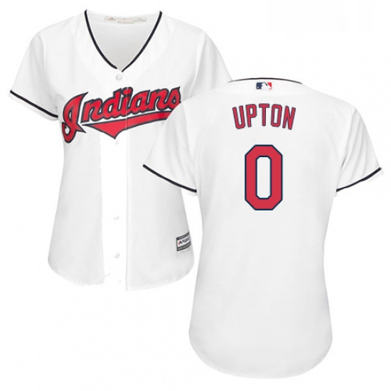 Womens Majestic Cleveland Indians 0 BJ Upton Authentic White Home Cool Base MLB Jersey