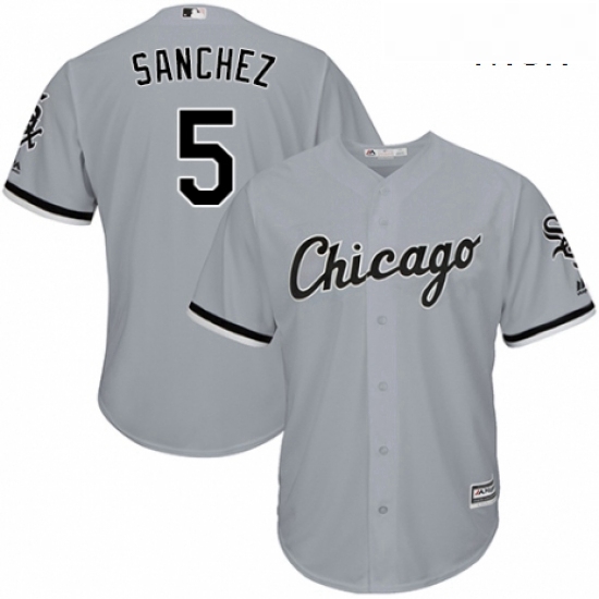 Mens Majestic Chicago White Sox 5 Yolmer Sanchez Replica Grey Road Cool Base MLB Jersey