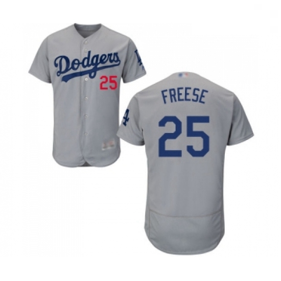 Mens Los Angeles Dodgers 25 David Freese Gray Alternate Flex Base Authentic Collection Baseball Jers