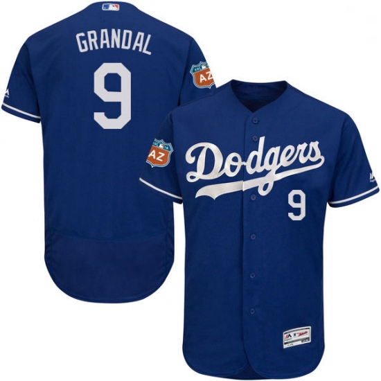 Mens Majestic Los Angeles Dodgers 9 Yasmani Grandal Royal Blue Flexbase Authentic Collection MLB Jer