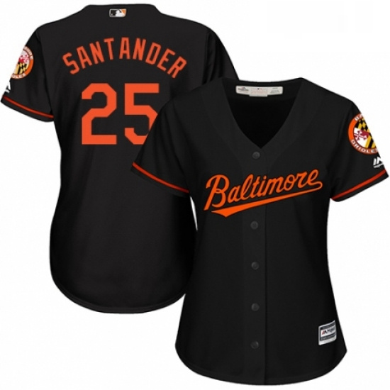 Womens Majestic Baltimore Orioles 25 Anthony Santander Authentic Black Alternate Cool Base MLB Jerse