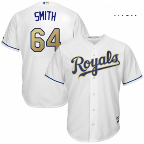 Mens Majestic Kansas City Royals 64 Burch Smith Replica White Home Cool Base MLB Jersey