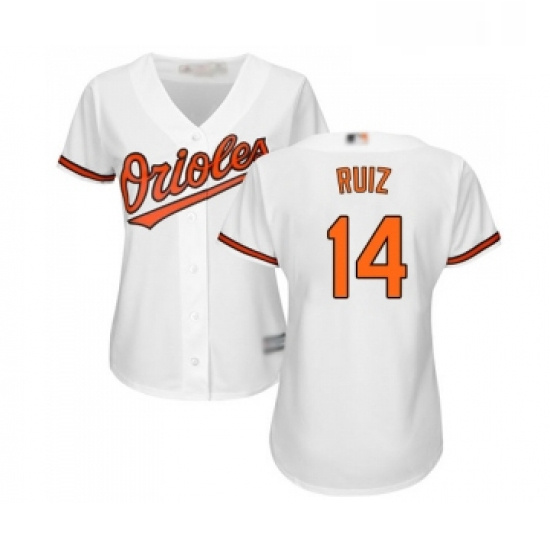 Womens Baltimore Orioles 14 Rio Ruiz Replica White Home Cool Base Baseball Jersey