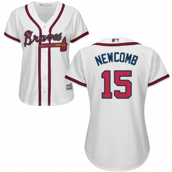 Womens Majestic Atlanta Braves 15 Sean Newcomb Replica White Home Cool Base MLB Jersey