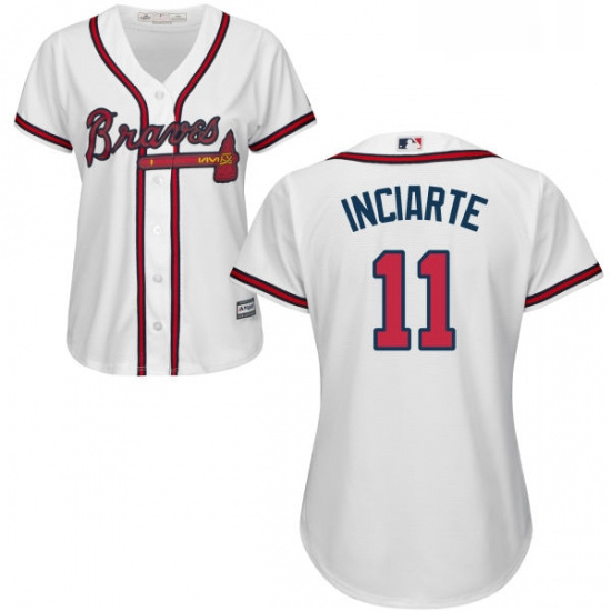 Womens Majestic Atlanta Braves 11 Ender Inciarte Replica White Home Cool Base MLB Jersey