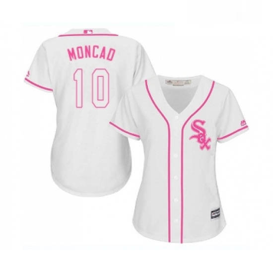 Womens Majestic Chicago White Sox 10 Yoan Moncada Replica White Fashion Cool Base MLB Jerseys