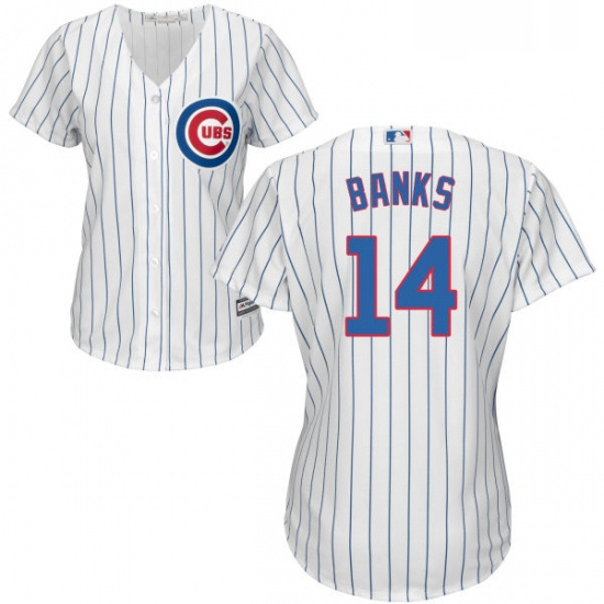 Womens Majestic Chicago Cubs 14 Ernie Banks Replica White Home Cool Base MLB Jersey