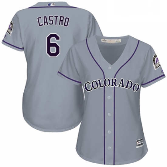 Womens Majestic Colorado Rockies 6 Daniel Castro Authentic Grey Road Cool Base MLB Jersey