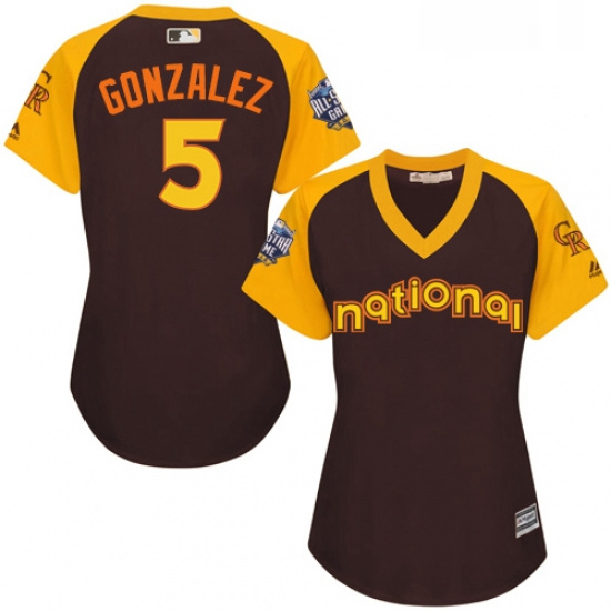 Womens Majestic Colorado Rockies 5 Carlos Gonzalez Authentic Brown 2016 All Star National League BP 