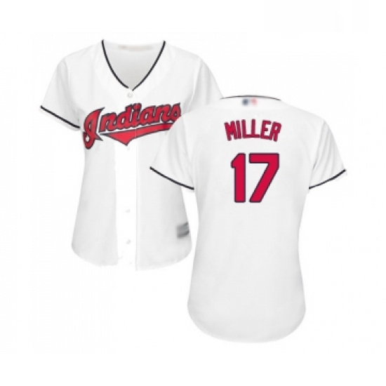 Womens Cleveland Indians 17 Brad Miller Replica White Home Cool Base Baseball Jersey