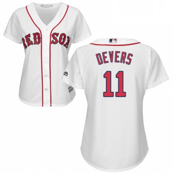 Womens Majestic Boston Red Sox 11 Rafael Devers Authentic White Home MLB Jersey