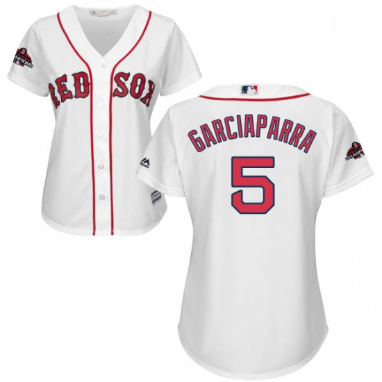 Womens Majestic Boston Red Sox 5 Nomar Garciaparra Authentic White Home 2018 World Series Champions 