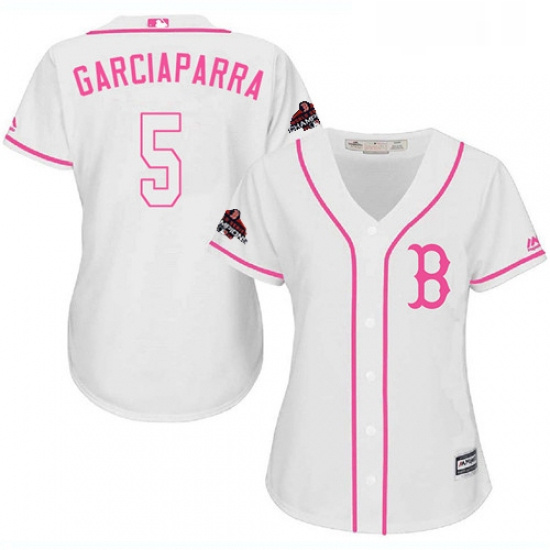 Womens Majestic Boston Red Sox 5 Nomar Garciaparra Authentic White Fashion 2018 World Series Champio