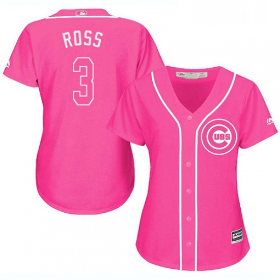 Womens Majestic Chicago Cubs 3 David Ross Replica Pink Fashion MLB Jersey