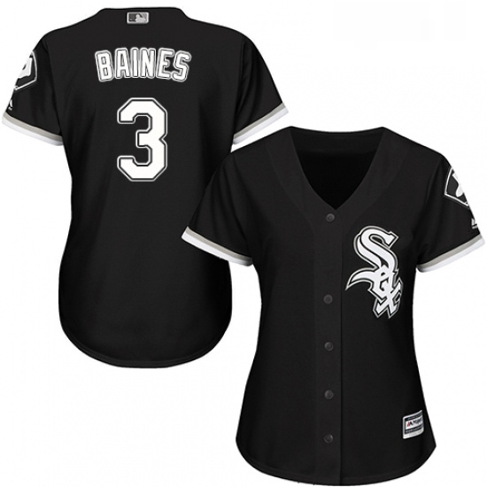 Womens Majestic Chicago White Sox 3 Harold Baines Authentic Black Alternate Home Cool Base MLB Jerse