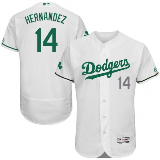 Mens Majestic Los Angeles Dodgers 14 Enrique Hernandez White Celtic Flexbase Authentic Collection ML